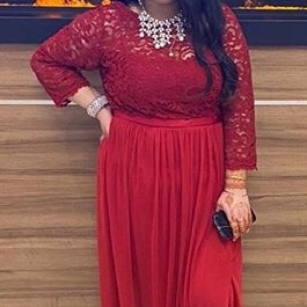 Apple Red Full Length Formal Dress